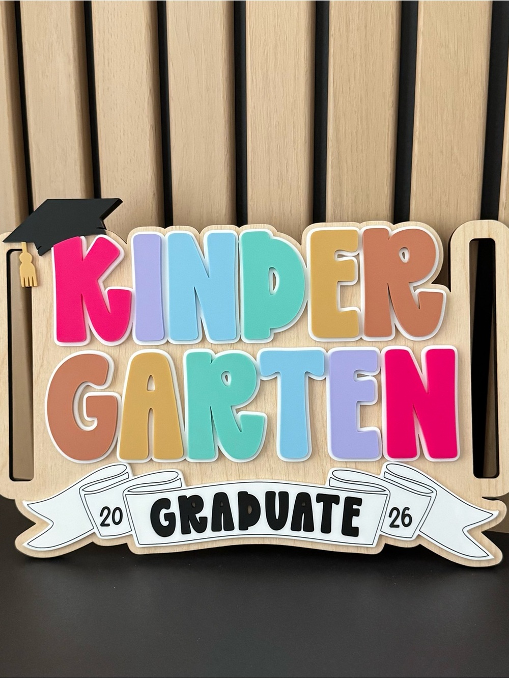 Kindergarten Graduate Wooden Sign - Multicolor